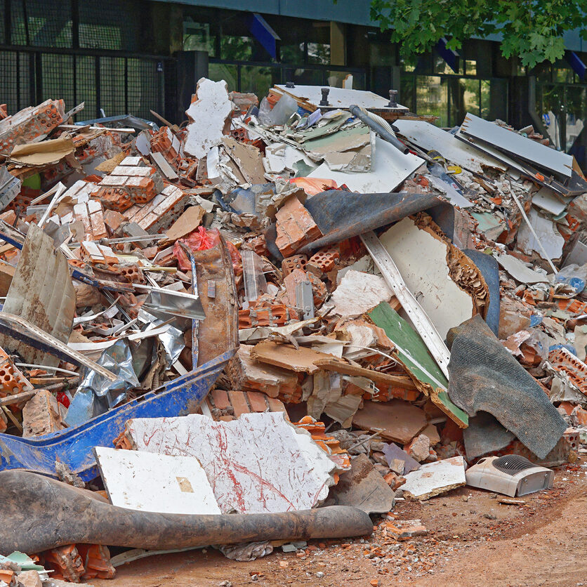 Big pile of construction waste dump site